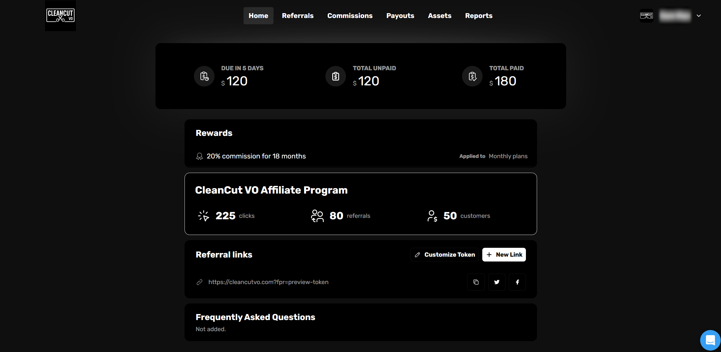 Affiliate dashboard preview with clicks and earnings